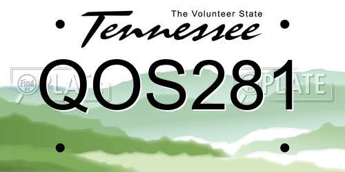 QOS281 Tennessee License Plate