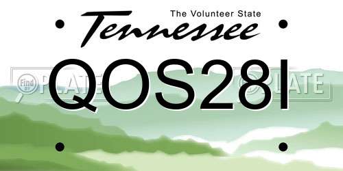 QOS28I Tennessee License Plate