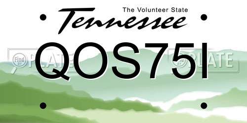 QOS75I Tennessee License Plate