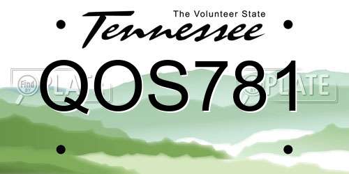 QOS781 Tennessee License Plate