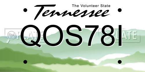 QOS78I Tennessee License Plate