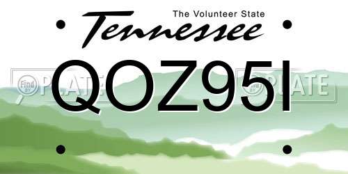 QOZ95I Tennessee License Plate