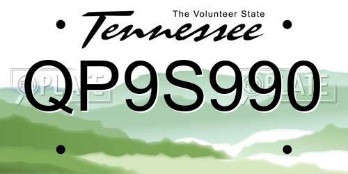 QP9S990 Tennessee License Plate
