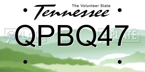 QPBQ47 Tennessee License Plate