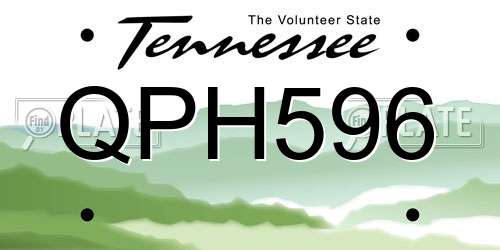 QPH596 Tennessee License Plate