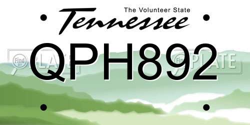 QPH892 Tennessee License Plate