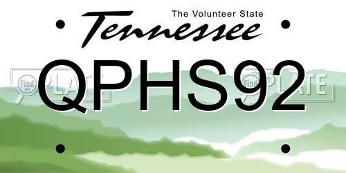 QPHS92 Tennessee License Plate