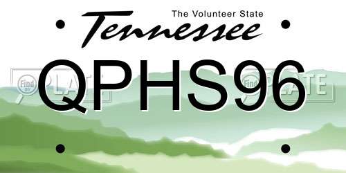 QPHS96 Tennessee License Plate