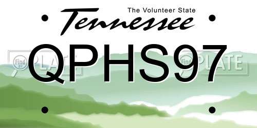 QPHS97 Tennessee License Plate
