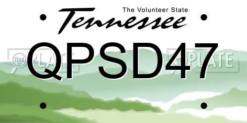 QPSD47 Tennessee License Plate