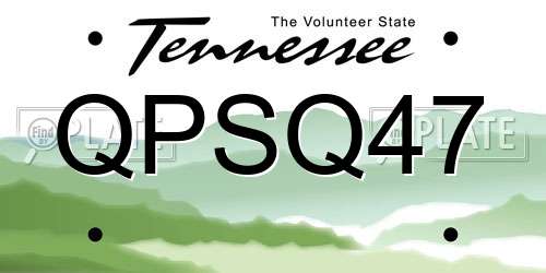 QPSQ47 Tennessee License Plate