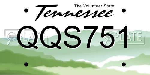 QQS751 Tennessee License Plate