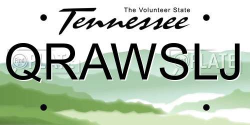 QRAWSLJ Tennessee License Plate