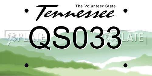 QS033 Tennessee License Plate