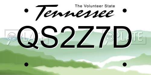 QS2Z7D Tennessee License Plate