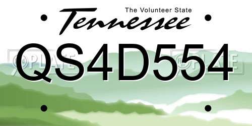 QS4D554 Tennessee License Plate