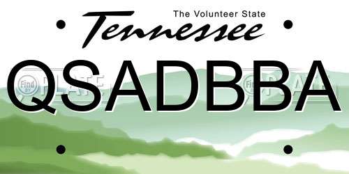 QSADBBA Tennessee License Plate
