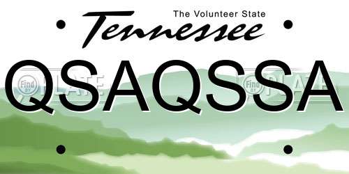 QSAQSSA Tennessee License Plate