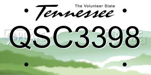 QSC3398 Tennessee License Plate