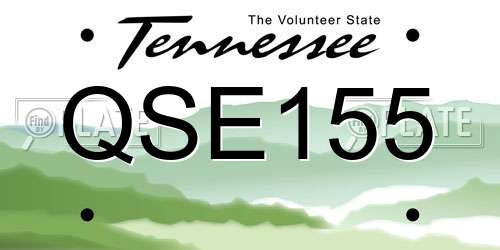 QSE155 Tennessee License Plate