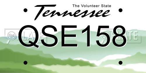 QSE158 Tennessee License Plate