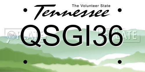QSGI36 Tennessee License Plate