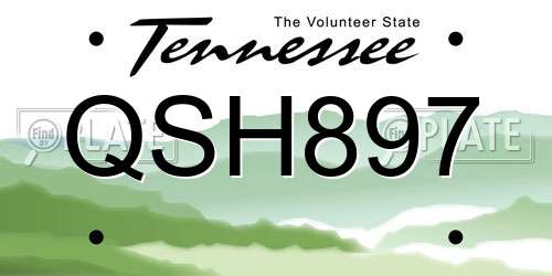 QSH897 Tennessee License Plate