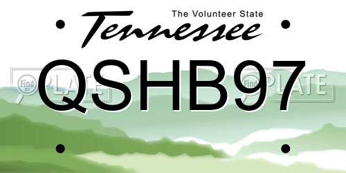 QSHB97 Tennessee License Plate