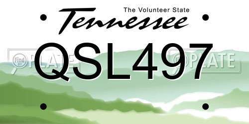 QSL497 Tennessee License Plate