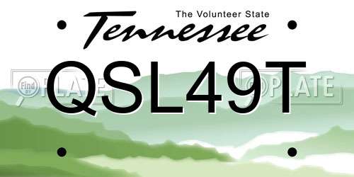 QSL49T Tennessee License Plate