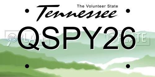 QSPY26 Tennessee License Plate