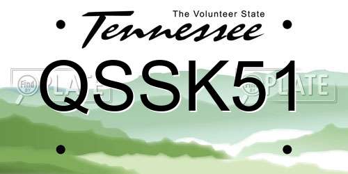 QSSK51 Tennessee License Plate