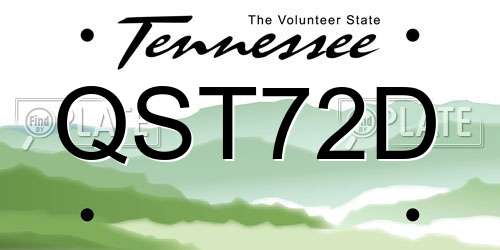 QST72D Tennessee License Plate
