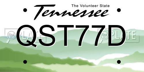 QST77D Tennessee License Plate