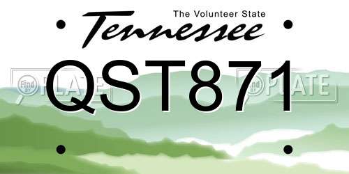 QST871 Tennessee License Plate