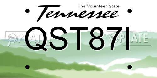 QST87I Tennessee License Plate