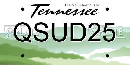 QSUD25 Tennessee License Plate
