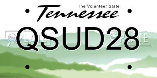 QSUD28 Tennessee License Plate