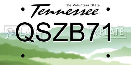QSZB71 Tennessee License Plate