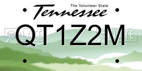 QT1Z2M Tennessee License Plate