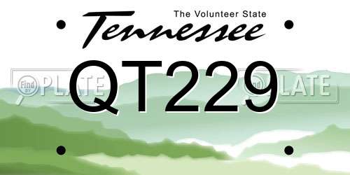 QT229 Tennessee License Plate