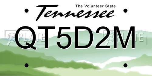 QT5D2M Tennessee License Plate