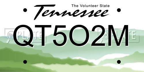 QT5O2M Tennessee License Plate