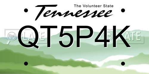 QT5P4K Tennessee License Plate