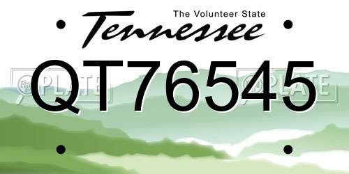 QT76545 Tennessee License Plate