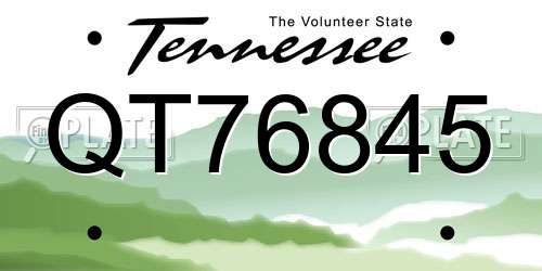 QT76845 Tennessee License Plate
