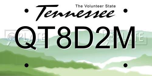 QT8D2M Tennessee License Plate