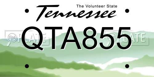 QTA855 Tennessee License Plate