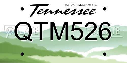 QTM526 Tennessee License Plate