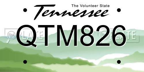 QTM826 Tennessee License Plate